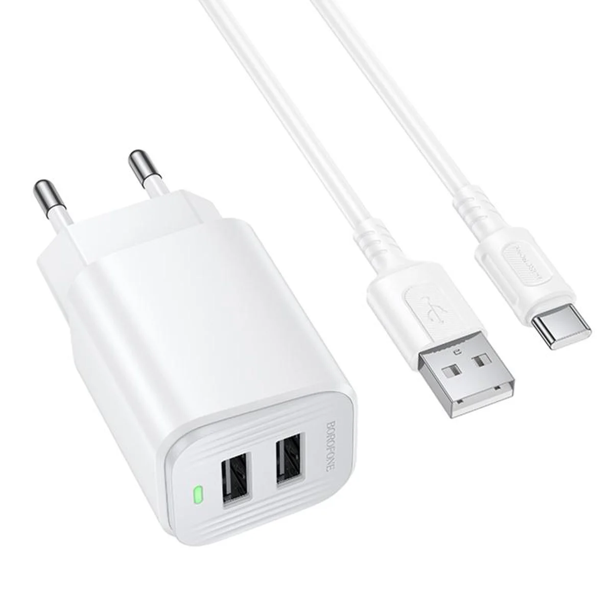 СЗУ Borofone BAS81A Star 10.5W (2USB-A) + кабель USB to Type-C White