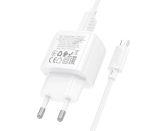 СЗУ Hoco CS51A Surplus (2USB-A) + MicroUSB White