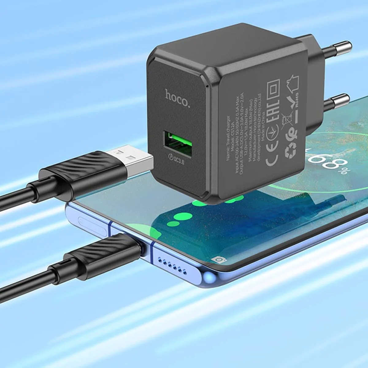 СЗУ Hoco CS12A QC3.0 (1USB-A/18W) Black