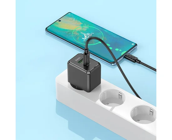 СЗУ Hoco CS14A PD20W+QC3.0 (1USB-A/1C) + Type-C to Type-C Black