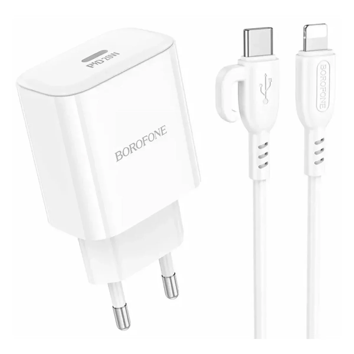 СЗУ Borofone BA81A PD20W (1USB-C) + кабель Type-C to Lightning White