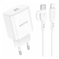 СЗУ Borofone BA81A PD20W (1USB-C) + кабель Type-C to Lightning White