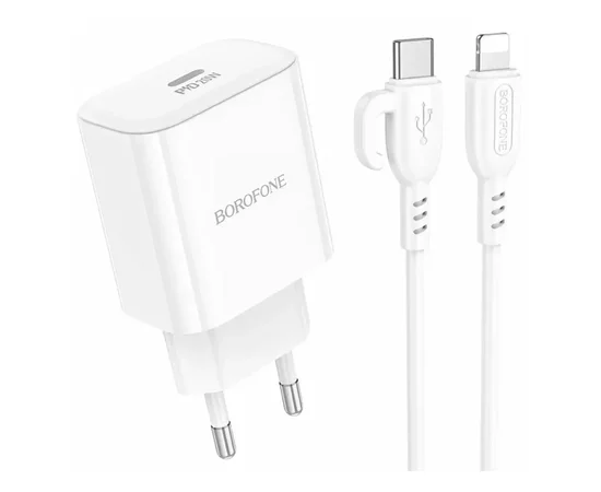 СЗУ Borofone BA81A PD20W (1USB-C) + кабель Type-C to Lightning White