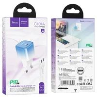 СЗУ HOCO C101A PD20W (1C) + Type-C to Type-C Ice Blue