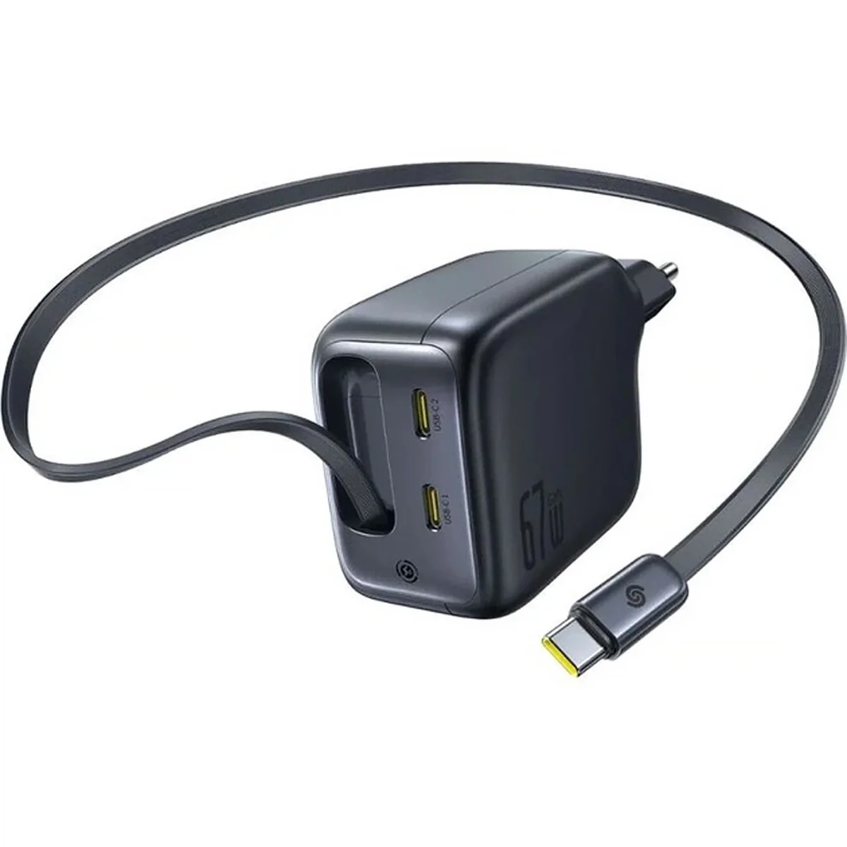 СЗУ Baseus EnerCore CJ11 PD67W with retractable cable (3USB-C) (E0121E) Cosmic Black