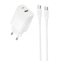 СЗУ Borofone BAS76A Source PD30W+QC3.0 (1USB-A/1C) + кабель Type-C to Type-C White