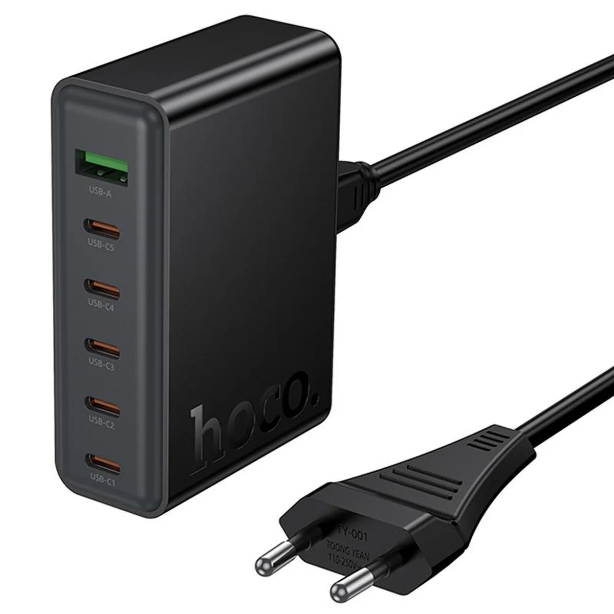 СЗУ Hoco C152A Modern PD70W 6in1 (5USB-C и 1USB-A) Black