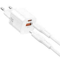 СЗУ WIWU G018 Cube PD33W+QC3.0 GaN (1USB-A/1C) + кабель Type-C to Lightning White