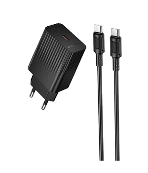 СЗУ Borofone BAS73A Source PD20W (1USB-C) + кабель Type-C to Type-C Black