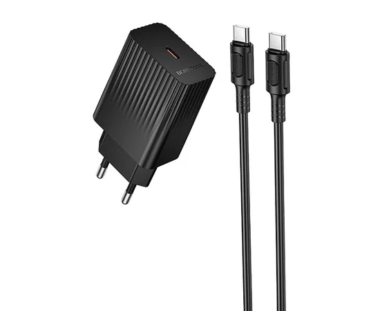 СЗУ Borofone BAS73A Source PD20W (1USB-C) + кабель Type-C to Type-C Black