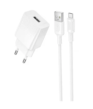 СЗУ Borofone BAS71A Source 10.5W (1USB-A) + кабель USB to MicroUSB White