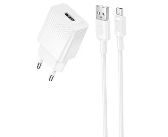 СЗУ Borofone BAS71A Source 10.5W (1USB-A) + кабель USB to MicroUSB White