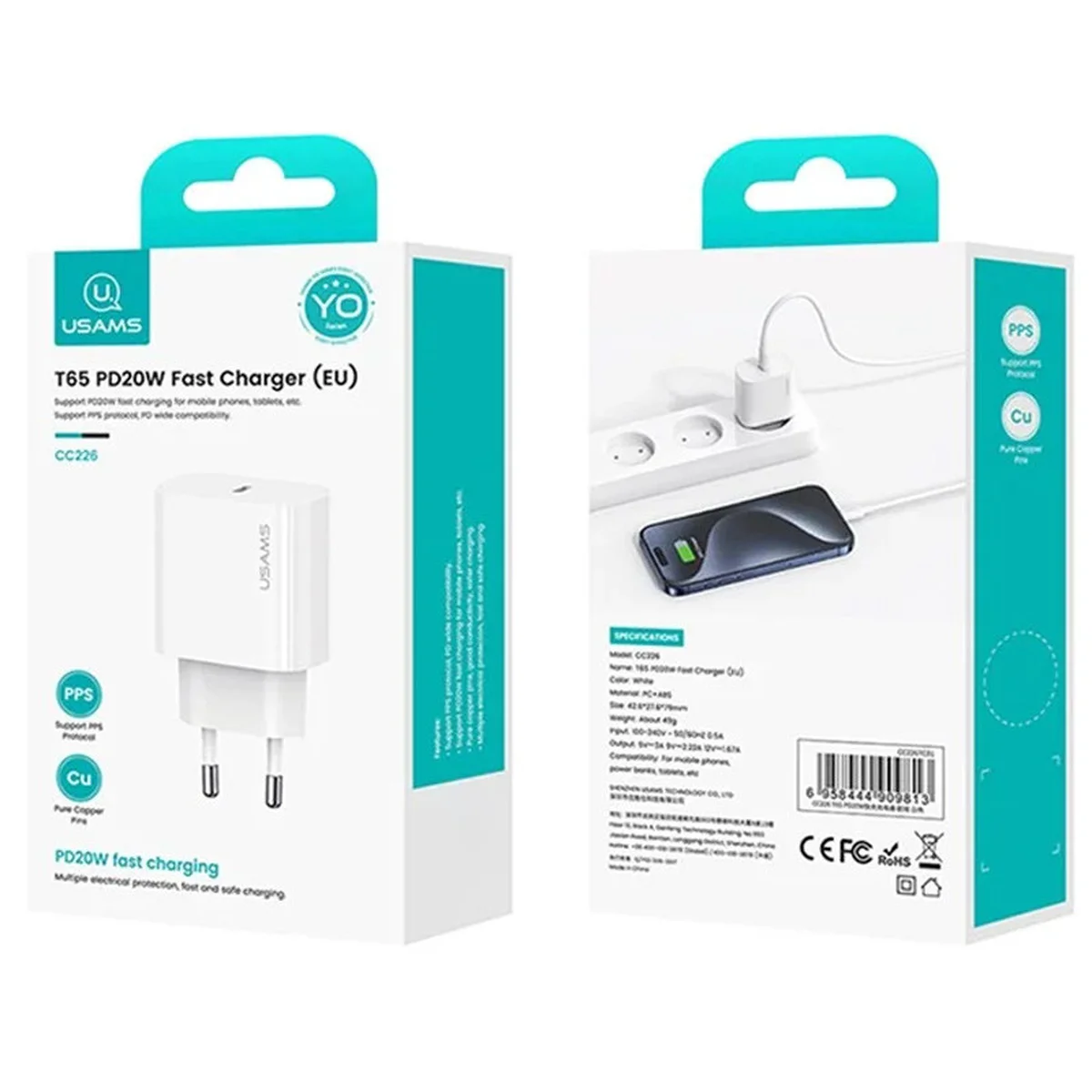 СЗУ Usams US-CC226 T65 PD20W White