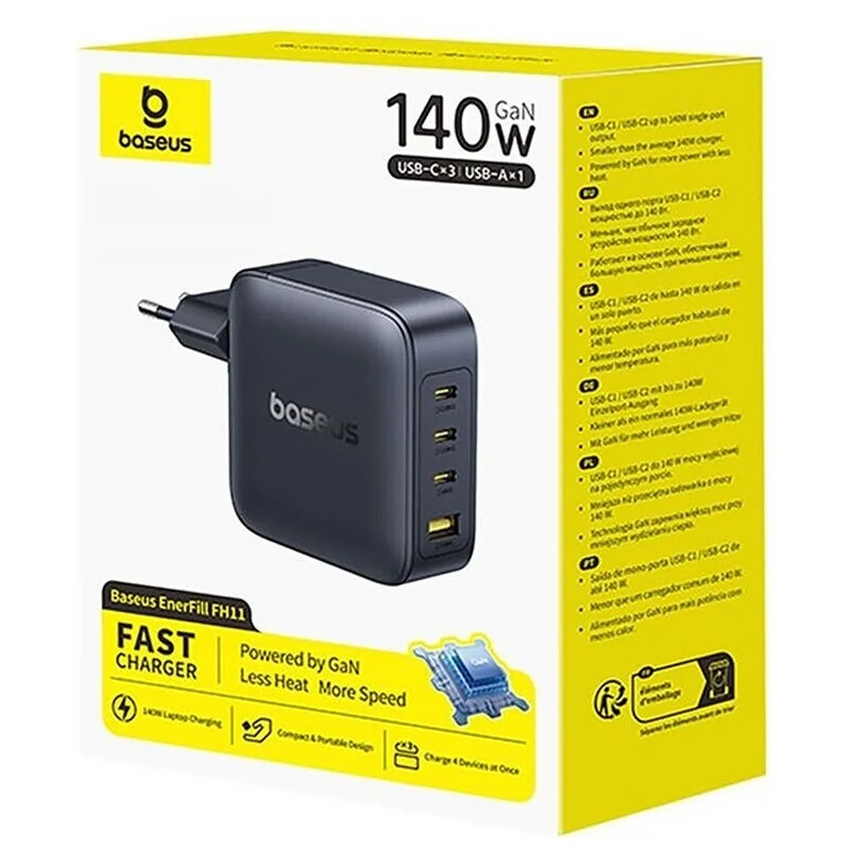 СЗУ Baseus EnerFill FH11 PD140W+QC3.0 (1USB-A/3C) (E0121J) Cosmic Black