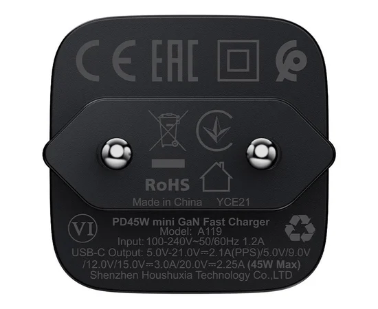 СЗУ Acefast A119 PD45W GaN (1USB-C) Black