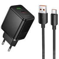 СЗУ Hoco C157A Smart PD30W+QC3.0 (1USB-A/1C) + кабель USB to Type-C Black