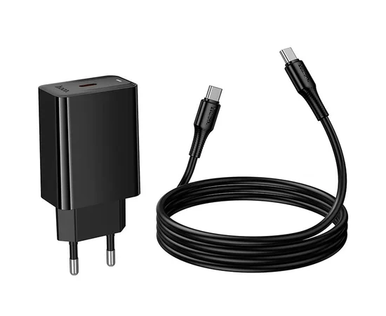 СЗУ Hoco CS93A Leader PD20W (1USB-C) + кабель Type-C to Type-C Black