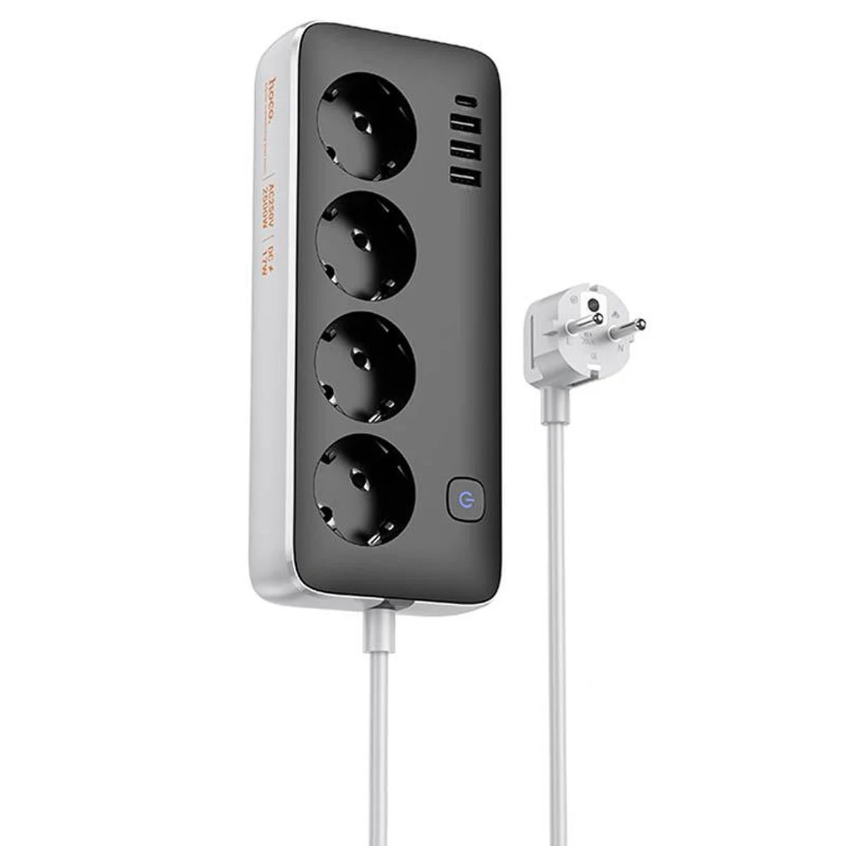 Удлинитель Hoco AC21 Sunlight 4-bit (1C/3A/4xSocket) (1.5m) White