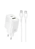 СЗУ Hoco CS112A Lounge PD30W+QC3.0 (1USB-A/1C) + кабель Type-C to Type-C White