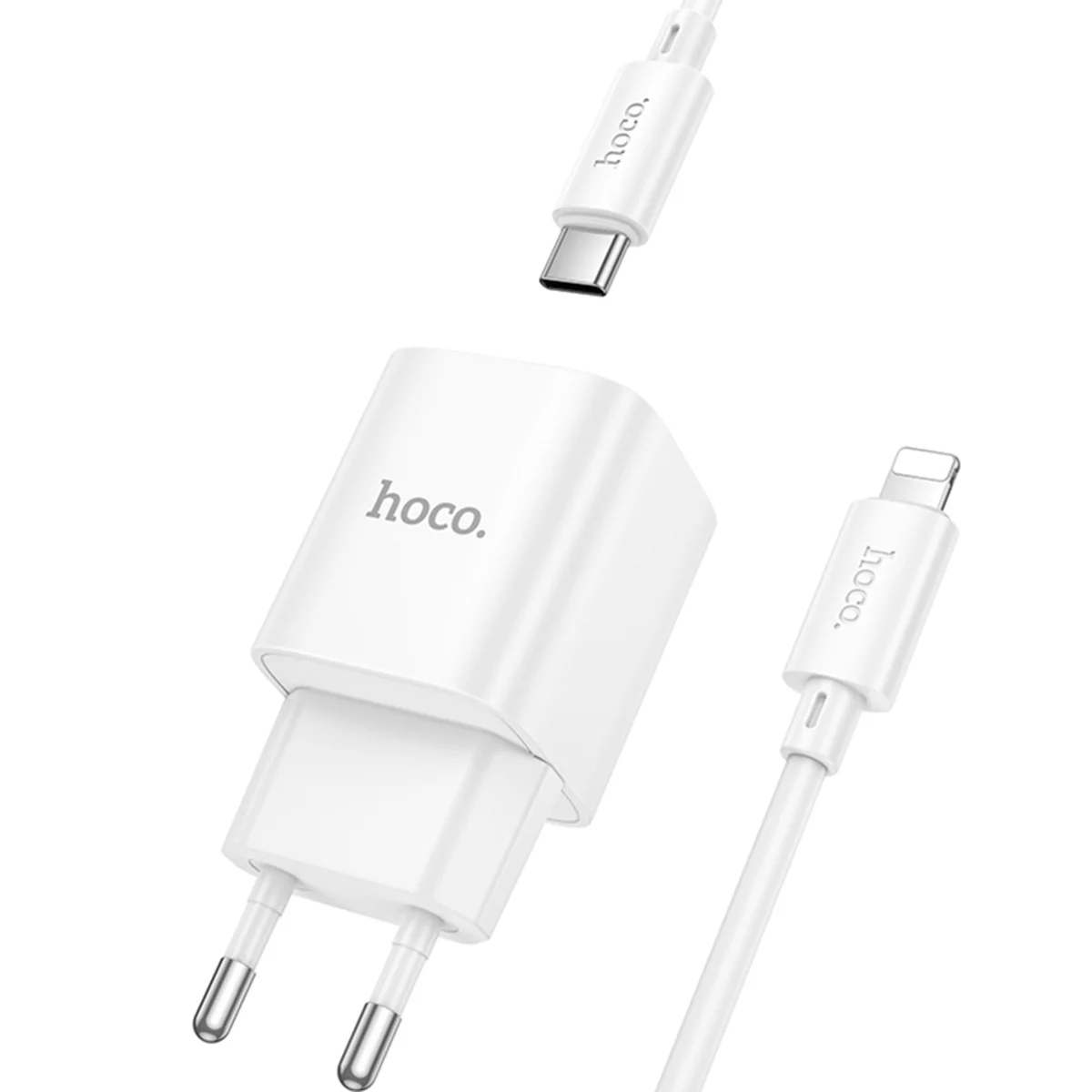 СЗУ Hoco C147A PD20W+QC3.0 (1USB-A/1C) + кабель Type-C to Lightning White