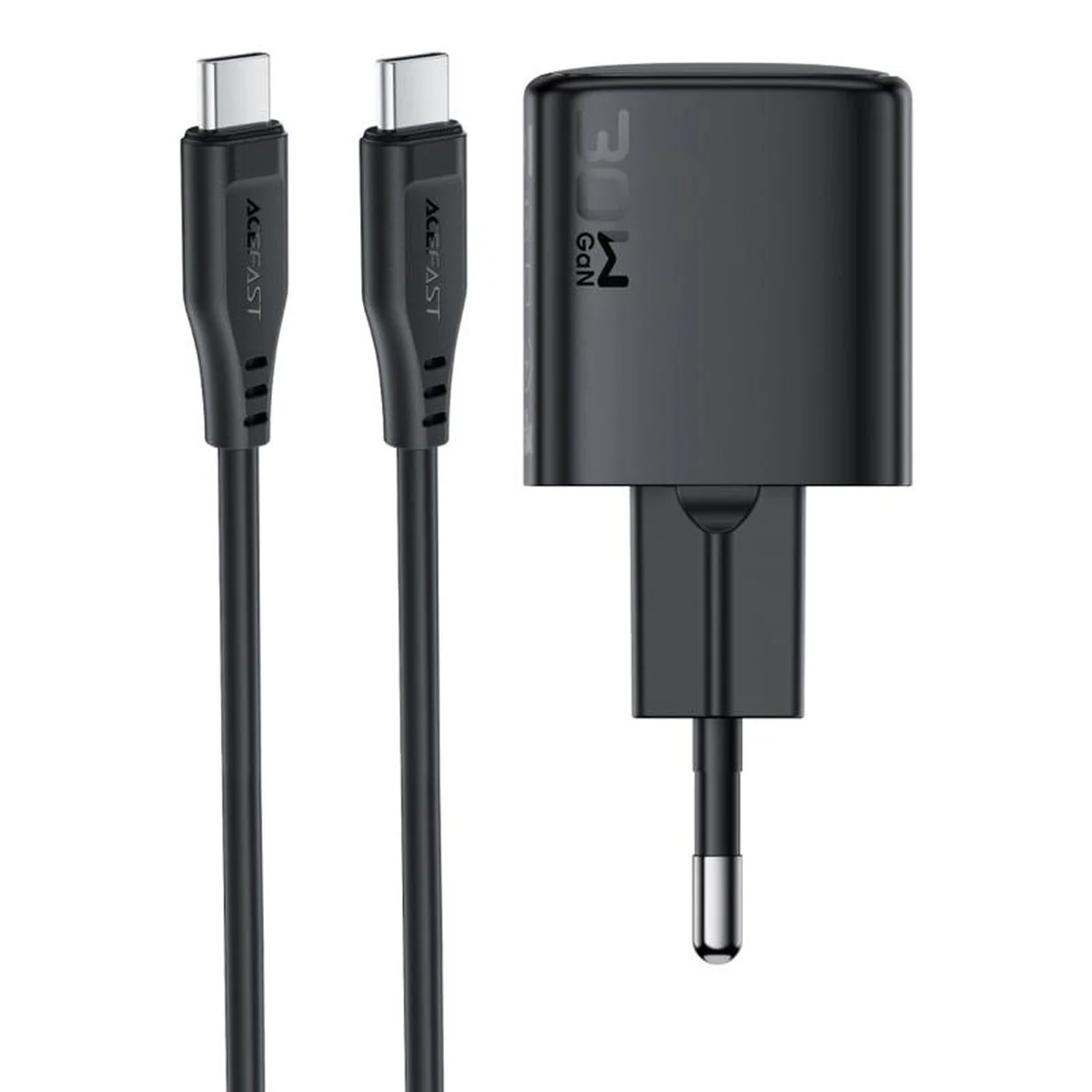 СЗУ Acefast A118 PD30W GaN (1USB-C) + кабель Type-C to Type-C Black