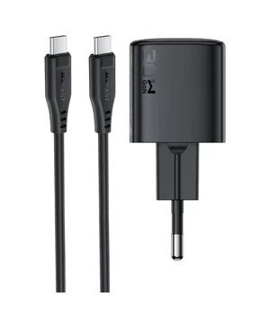 СЗУ Acefast A118 PD30W GaN (1USB-C) + кабель Type-C to Type-C Black