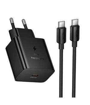 СЗУ Hoco N77 Star PD45W (1USB-C) + кабель Type-C to Type-C Black