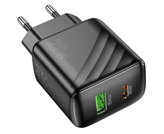СЗУ Hoco CS25A Rico PD20W+QC3.0 (1USB-A/1C) Black