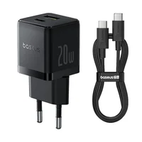 СЗУ Baseus Palm Fast Charger 20W (1USB-A/1C) + кабель Type-C to Type-C (P10111608) Cluster Black