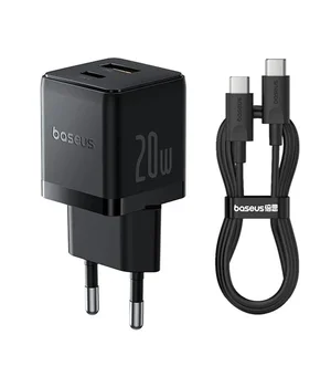 СЗУ Baseus Palm Fast Charger 20W (1USB-A/1C) + кабель Type-C to Type-C (P10111608) Cluster Black