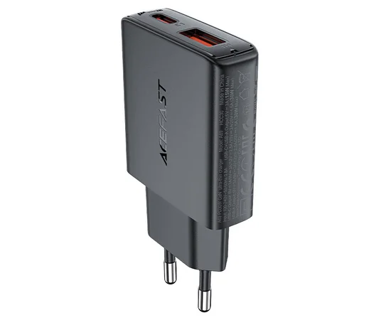 СЗУ Acefast A69 PD30W GaN (USB-C+USB-A) Black