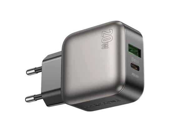 СЗУ Borofone BAS54A Absolute PD20W+QC3.0 (1USB-A/1C) + Type-C to Type-C Black