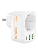 СЗУ Hoco AC26 Changer Outlet Extender 20W (2USB-A/1C/1Socket) White