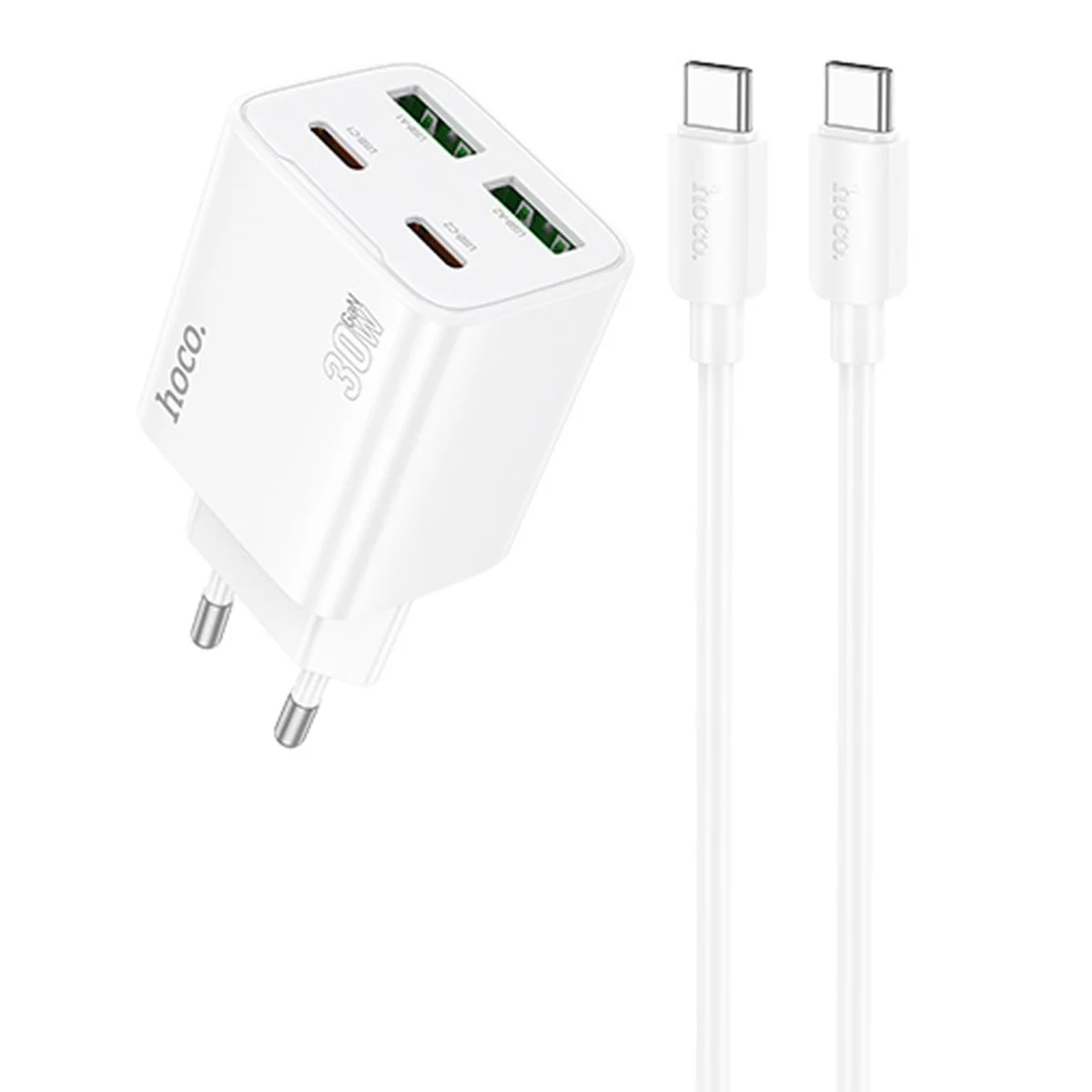 СЗУ Hoco N56 Fundador PD30W four-port (2C2A) + Type-C to Type-C White