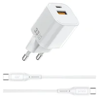 СЗУ WIWU G018 Cube PD33W+QC3.0 GaN (1USB-A/1C) + кабель Type-C to Type-C White