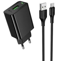 СЗУ Hoco CS92A Leader 18W+QC3.0 (1USB-A) + кабель USB to Type-C Black