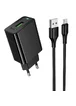СЗУ Hoco CS92A Leader 18W+QC3.0 (1USB-A) + кабель USB to Type-C Black