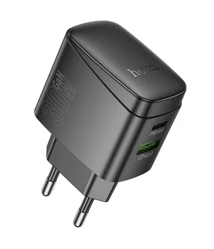 СЗУ Hoco CS61A Bright PD30W+QC3.0 (1USB-A/1C) Black