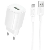СЗУ Borofone BA102A Pudding QC3.0 (1USB-A) + кабель USB to MicroUSB White