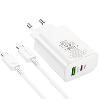 СЗУ Borofone BN10 Sunlight PD65W (1USB-A/1C) + кабель Type-C to Type-C White