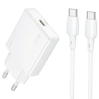 СЗУ Borofone BN23 Wish PD20W (1USB-C) + кабель Type-C to Type-C White