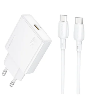 СЗУ Borofone BN23 Wish PD20W (1USB-C) + кабель Type-C to Type-C White
