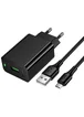 СЗУ Hoco CS92A Leader 18W+QC3.0 (1USB-A) + кабель USB to MicroUSB Black