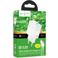 СЗУ Hoco CS111A Lounge PD22.5W (1USB-C) + кабель USB to Type-C White