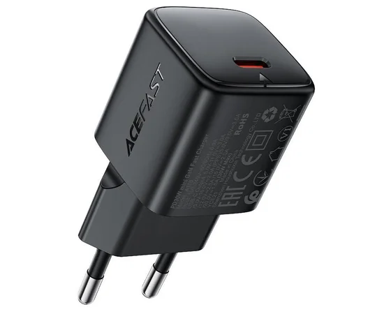 СЗУ Acefast A118 PD30W GaN (1USB-C) + кабель Type-C to Type-C Black
