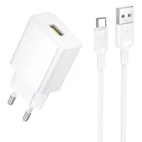 СЗУ Borofone BA111A Star QC3.0 (1USB-A) + кабель USB to Type-C White