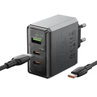 СЗУ Borofone BN22 Lena PD65W (1USB-A/2C) + кабель Type-C to Type-C Metal gray