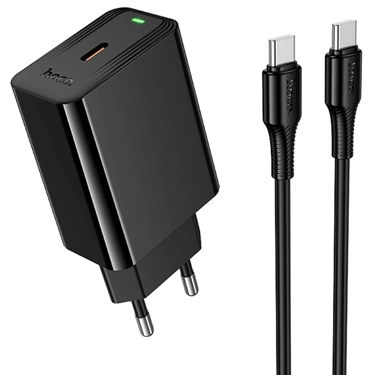 СЗУ Hoco CS93A Leader PD20W (1USB-C) + кабель Type-C to Type-C Black