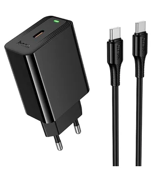 СЗУ Hoco CS93A Leader PD20W (1USB-C) + кабель Type-C to Type-C Black