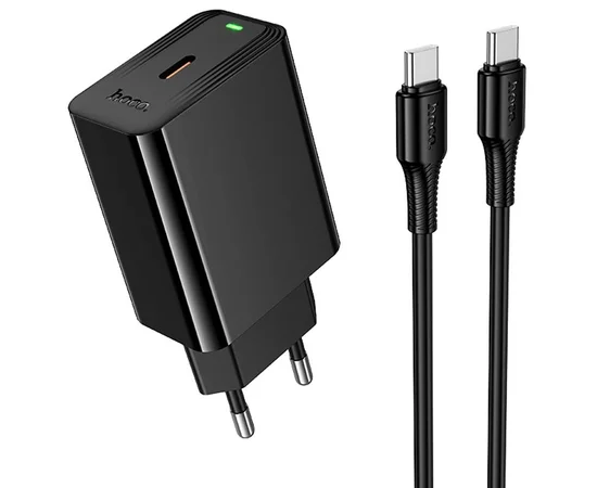 СЗУ Hoco CS93A Leader PD20W (1USB-C) + кабель Type-C to Type-C Black